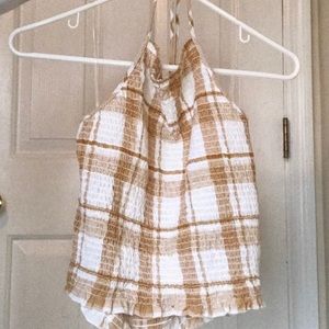 American Eagle Gingham Tie Halter Top